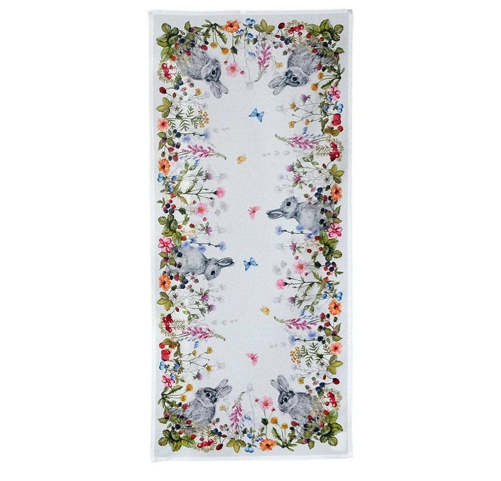 matches21 HOME & HOBBY Tischdecke Tischläufer Ostern VIVIEN Osterhase Blumenwiese 40x90 cm (1-tlg) von matches21 HOME & HOBBY