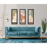 Set Von Drei Retro Matchbook Postern | 12"x36" Mid Century Modern Art | Abstraktes Wanddekor Vintage Pastell Muster 50Er 60Er 70Er Druck von Matchprints