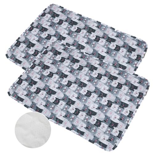 Mateju 2 Stück Wiederverwendbare Puppy Pads, Welpen Unterlage Urin Absorption PIPI Matten für Hunde Welpenunterlagen, Waschbar Trainingspads für Hunde Katze (70x90CM,Kätzchen) von Mateju