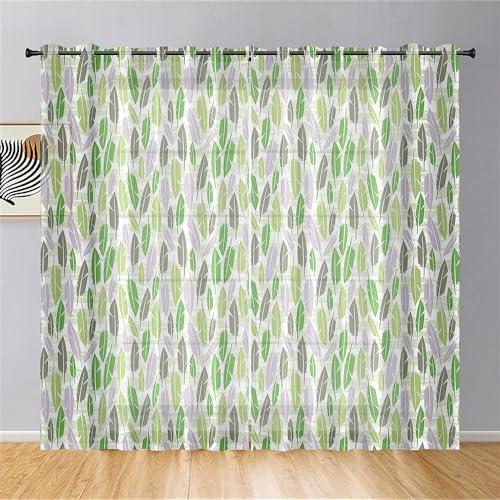 Mateju 3D Feder Vorhänge Wohnzimmer, Vorhänge Mit Ösen 2er Set Gardinen Weiß Küchengardinen Modern, Tüll Gardine Dekorativ Schlafzimmer Kinderzimmer (Feder,55 x 95 cm) von Mateju
