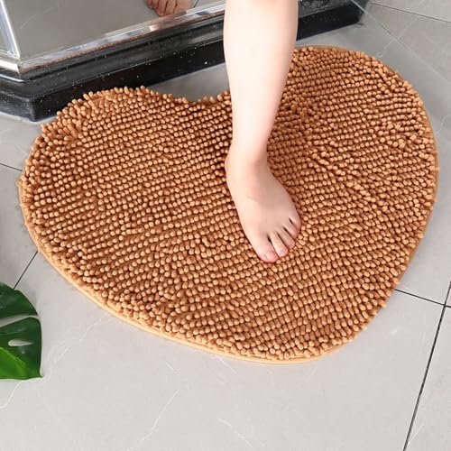 Mateju Badematte Chenille 40 50 60, Badematte rutschfest Waschbar Badezimmerteppich in Chenille Weich Flauschig Badteppich Saugfähige für Badvorleger Duschvorleger (AX15 Champagner,60 * 70cm) von Mateju