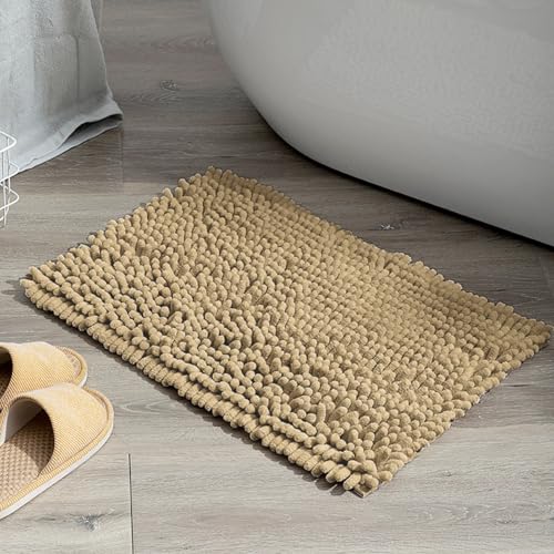 Mateju Badematte Chenille 40 50 60, Badematte rutschfest Waschbar Badezimmerteppich in Chenille Weich Flauschig Badteppich Saugfähige für Badvorleger Duschvorleger (CM12 Grau,60 * 90cm) von Mateju