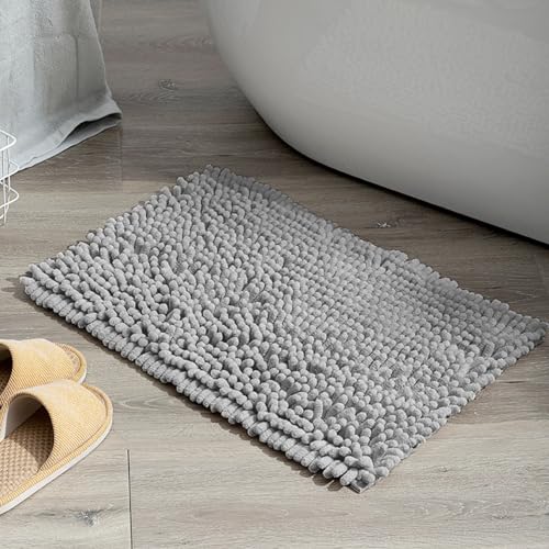 Mateju Badematte Chenille 40 50 60, Badematte rutschfest Waschbar Badezimmerteppich in Chenille Weich Flauschig Badteppich Saugfähige für Badvorleger Duschvorleger (CM12 Rosa,40 * 60cm) von Mateju