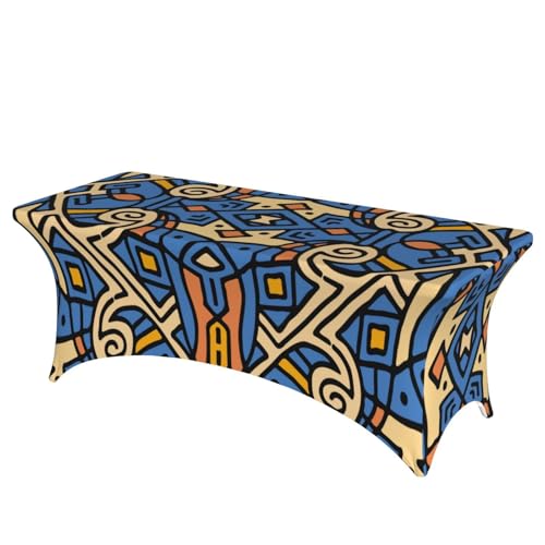 Mateju Böhmen Tischhusse 4/6/8 Fuß, Elasthan Tischdecke Rechteckige Tisch Hussen Polyester Spanntischdecke für Hochzeit Party Küche Dekoration Feiern (Blau,183x76x76cm) von Mateju