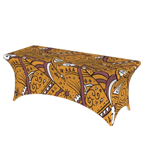 Mateju Böhmen Tischhusse 4/6/8 Fuß, Elasthan Tischdecke Rechteckige Tisch Hussen Polyester Spanntischdecke für Hochzeit Party Küche Dekoration Feiern (Gold,244x76x76cm) von Mateju
