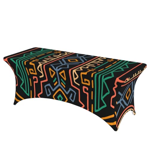 Mateju Böhmen Tischhusse 4/6/8 Fuß, Elasthan Tischdecke Rechteckige Tisch Hussen Polyester Spanntischdecke für Hochzeit Party Küche Dekoration Feiern (Schwarz,183x76x76cm) von Mateju