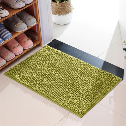 Mateju Chenille Badematte rutschfest, Badezimmerteppich in Rechteck Weich Flauschig Badteppich Waschbar Badvorleger Saugfähige Fußmatte für Dusche Toilette (33x50cm,Grasgrün) von Mateju