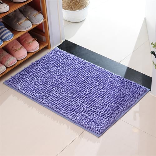 Mateju Chenille Badematte rutschfest, Badezimmerteppich in Rechteck Weich Flauschig Badteppich Waschbar Badvorleger Saugfähige Fußmatte für Dusche Toilette (40x60cm,Lila) von Mateju