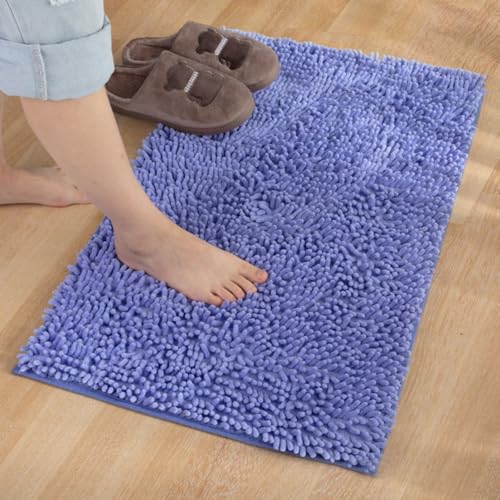 Mateju Chenille Badematte rutschfest, Badezimmerteppich in Rechteck Weich Flauschig Badteppich Waschbar Badvorleger Saugfähige Fußmatte für Dusche Toilette (45 * 70cm,Hellviolett) von Mateju