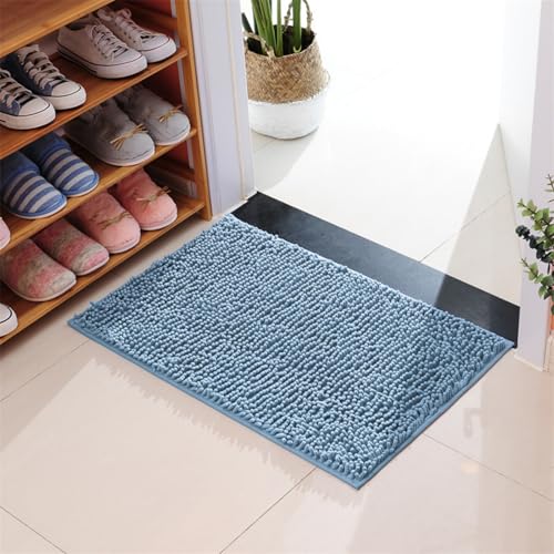 Mateju Chenille Badematte rutschfest, Badezimmerteppich in Rechteck Weich Flauschig Badteppich Waschbar Badvorleger Saugfähige Fußmatte für Dusche Toilette (45x70cm,Graublau) von Mateju
