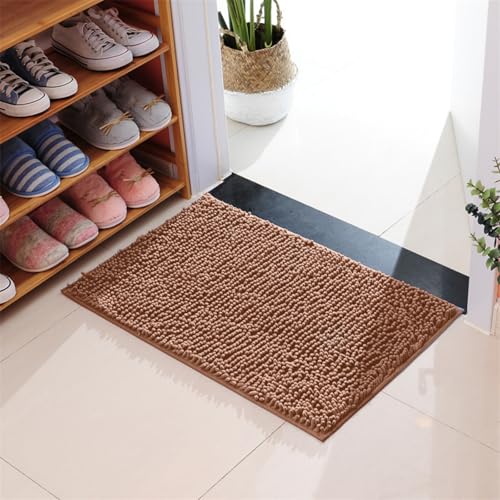 Mateju Chenille Badematte rutschfest, Badezimmerteppich in Rechteck Weich Flauschig Badteppich Waschbar Badvorleger Saugfähige Fußmatte für Dusche Toilette (50x80cm,Kaffee) von Mateju