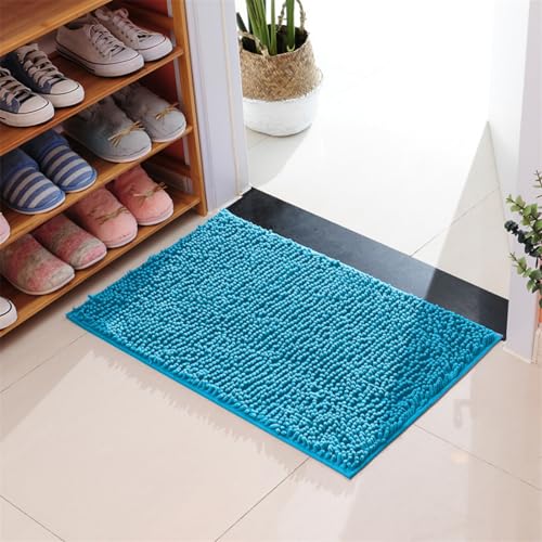 Mateju Chenille Badematte rutschfest, Badezimmerteppich in Rechteck Weich Flauschig Badteppich Waschbar Badvorleger Saugfähige Fußmatte für Dusche Toilette (60x90cm,Seeblau) von Mateju
