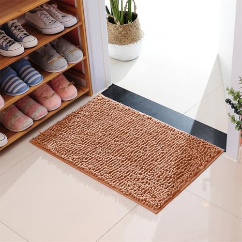 Mateju Chenille Badematte rutschfest, Badezimmerteppich in Rechteck Weich Flauschig Badteppich Waschbar Badvorleger Saugfähige Fußmatte für Dusche Toilette (70x140cm,Champagner) von Mateju