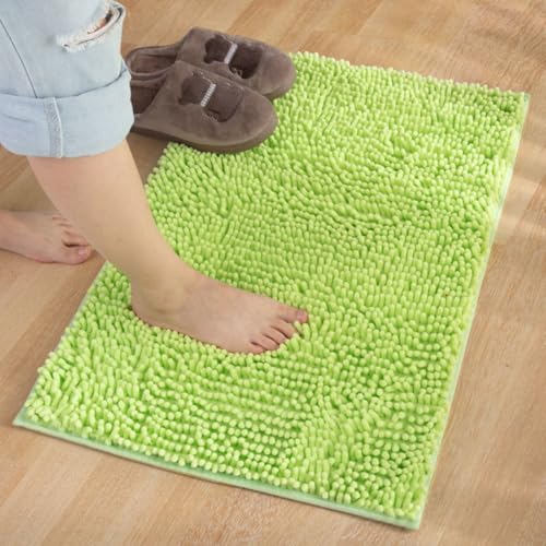 Mateju Chenille Badematte rutschfest, Badezimmerteppich in Rechteck Weich Flauschig Badteppich Waschbar Badvorleger Saugfähige Fußmatte für Dusche Toilette (80 * 120cm,Fruchtgrün) von Mateju