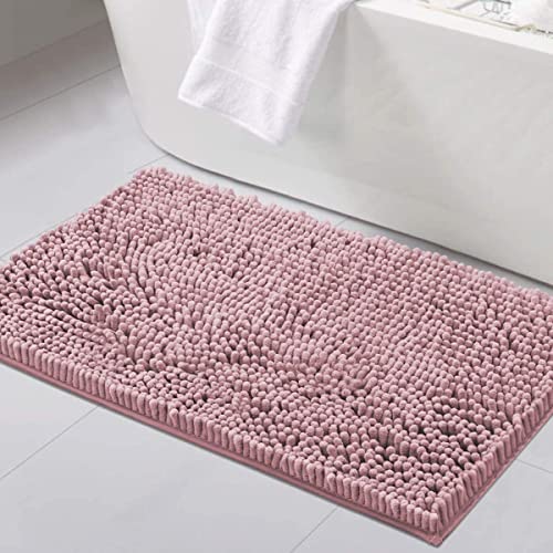 Mateju Chenille Badezimmerteppich, Weich Badteppich rutschfest Badematte Badvorleger Saugfähige Maschinen-waschbare für Badewanne Dusche Toilette Hunde (60x120cm,Rosa) von Mateju