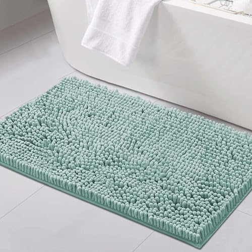 Mateju Chenille Badezimmerteppich, Weich Badteppich rutschfest Badematte Badvorleger Saugfähige Maschinen-waschbare für Badewanne Dusche Toilette Hunde (60x90cm,Hellgrün) von Mateju