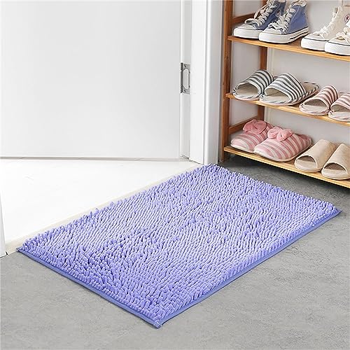 Mateju Chenille Badezimmerteppich, Weich Badteppich rutschfest Badematte Badvorleger Saugfähige Maschinenwaschbare (40x60CM,Lila) von Mateju