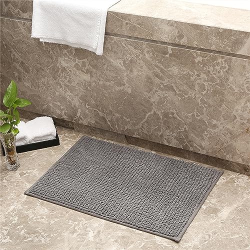 Mateju Chenille Badezimmerteppich, Weich Badteppich rutschfest Badematte Badvorleger Saugfähige Maschinenwaschbare für Badewanne Dusche Toilette (60 * 90CM,Grau) von Mateju