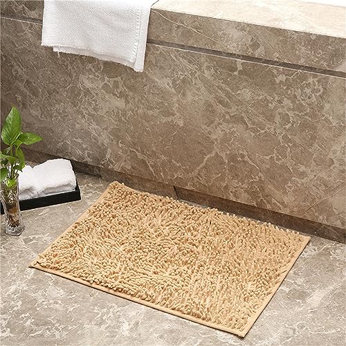 Mateju Chenille Badezimmerteppich, Weich Badteppich rutschfest Badematte Badvorleger Saugfähige Maschinenwaschbare für Badewanne Dusche Toilette (70x140CM,Khaki) von Mateju