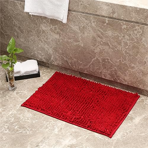 Mateju Chenille Badezimmerteppich, Weich Badteppich rutschfest Badematte Badvorleger Saugfähige Maschinenwaschbare für Badewanne Dusche Toilette (70x140CM,Rot) von Mateju