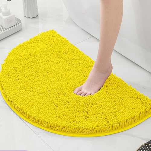 Mateju Chenille Badezimmerteppich Halbrund Weich Badteppich rutschfest Badematte Badvorleger Saugfähige Maschinenwaschbare für Dusche Badewanne (Gelb,40x60CM) von Mateju