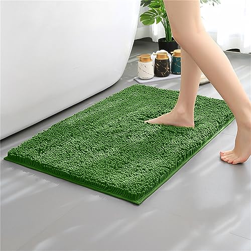 Mateju Chenille Badezimmerteppich rutschfest, Weich Badteppich Badematte Saugfähige Badvorleger Maschinenwaschbare für Badewanne Dusche Toilette (50 * 80CM,Grün) von Mateju