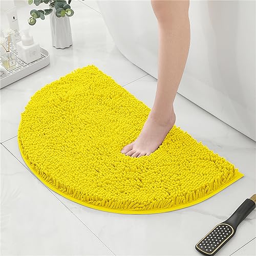 Mateju Chenille Badezimmerteppich rutschfest, Weich Halbkreis Badteppich Badematte Saugfähige Badvorleger Maschinenwaschbare für Badewanne Dusche Toilette (40 * 60CM,Gelb) von Mateju