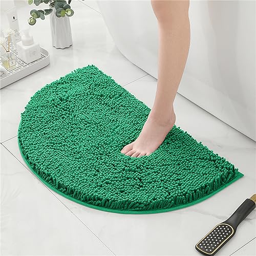 Mateju Chenille Badezimmerteppich rutschfest, Weich Halbkreis Badteppich Badematte Saugfähige Badvorleger Maschinenwaschbare für Badewanne Dusche Toilette (40 * 60CM,Smaragdgrün) von Mateju