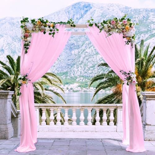 Mateju Chiffon Hochzeit Vorhang, Hochzeitsbogen Chiffon Tüll Stoff Querbehang Deko Gardinen Hintergrund Mit Schimmer für Dekoration Torbogen Zeremonie (Pink,160x550cm) von Mateju