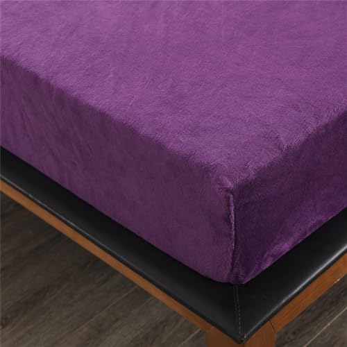 Mateju Flanell Spannbettlaken, Cashmere-Touch Weiche Warme Einfarbig Plüsch Spannbetttuch Bettlaken für Boxspringbett Topper Matratzen bis 28 cm, Rundum Gummizug (180x200x28cm,Violett) von Mateju