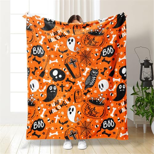 Mateju Halloween Kuscheldecke Decke Flauschig Fleecedecke Flanelldecke Sofadecke Warm Weich Wohndecke Überwürfe Couchdecke Halloween Kürbis Süßes Druck, Halloween Deko (Graffiti,150x200cm) von Mateju