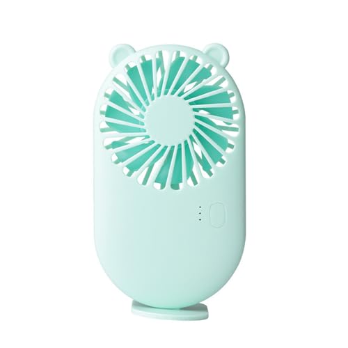 Mateju Handventilator, Mini Ventilator Akku Aufladbar USB Mini Hand Fan, Kleiner Ventilator mit 3 Geschwindigkeiten 800mAh, Portable Fan für Reisen Büro Zuhause (Grüner Bär) von Mateju