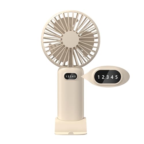 Mateju Handventilator, Mini Ventilator Akku Aufladbar USB Mini Hand Fan, Kleiner Ventilator mit 5 Geschwindigkeiten 1200mAh, Portable Fan für Reisen Büro Zuhause (Beige) von Mateju