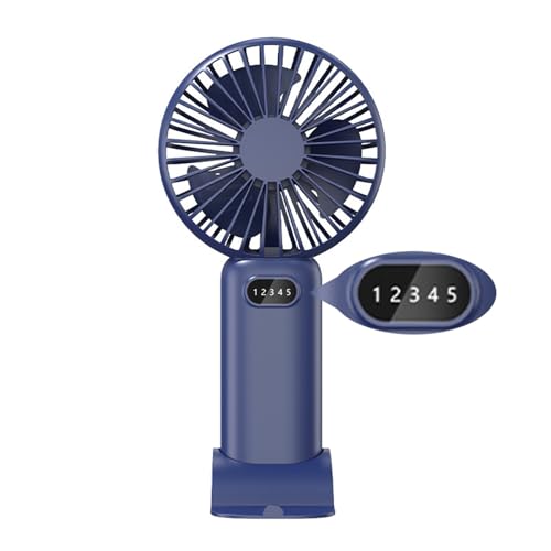 Mateju Handventilator, Mini Ventilator Akku Aufladbar USB Mini Hand Fan, Kleiner Ventilator mit 5 Geschwindigkeiten 1200mAh, Portable Fan für Reisen Büro Zuhause (Marineblau) von Mateju