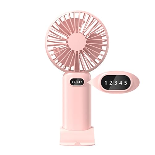 Mateju Handventilator, Mini Ventilator Akku Aufladbar USB Mini Hand Fan, Kleiner Ventilator mit 5 Geschwindigkeiten 1200mAh, Portable Fan für Reisen Büro Zuhause (Rosa) von Mateju