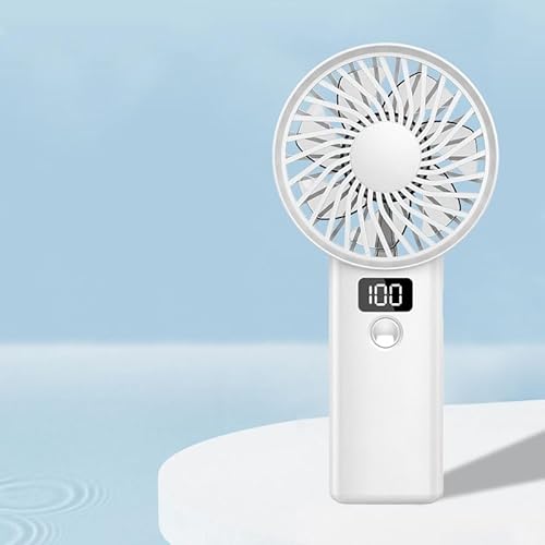 Mateju Handventilator, Wiederaufladbar USB Ventilator, Tragbarer Leise Mini Ventilator, Kleiner Taschenventilator mit 5 Geschwindigkeitsstufen für Reisen Büro Zuhause (Weiß,1pc) von Mateju