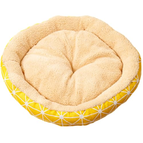 Mateju Hundebett Plüsch Donut, Plüsch Haustierbett Katzenbett Flauschig Warme Hundekissen Strapazierfähig Katzenkissen Waschbar für Mittelgroße Kleine Hunde Katzen (Gelb,Durchmesser 35cm) von Mateju