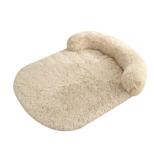 Mateju Hundebett Rechteckig Flauschig, Plüsch Haustierbett Katzenbett Abnehmbar Waschbar Flauschig Weiche Warme Hundekissen mit rutschfest Unterseite Katzenkissen (Beige,S 65x50cm) von Mateju