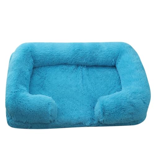 Mateju Hundebett Rechteckig Flauschig, Plüsch Haustierbett Katzenbett Abnehmbar Waschbar Flauschig Weiche Warme Hundekissen mit rutschfest Unterseite Katzenkissen (Blau,S 40x35cm) von Mateju