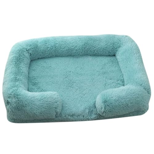Mateju Hundebett Rechteckig Flauschig, Plüsch Haustierbett Katzenbett Abnehmbar Waschbar Flauschig Weiche Warme Hundekissen mit rutschfest Unterseite Katzenkissen (Cyanblau,L 80x53cm) von Mateju