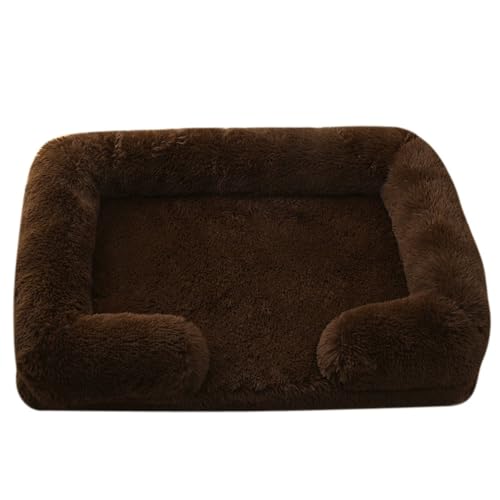 Mateju Hundebett Rechteckig Flauschig, Plüsch Haustierbett Katzenbett Abnehmbar Waschbar Flauschig Weiche Warme Hundekissen mit rutschfest Unterseite Katzenkissen (Kaffeefarbe,L 80x53cm) von Mateju