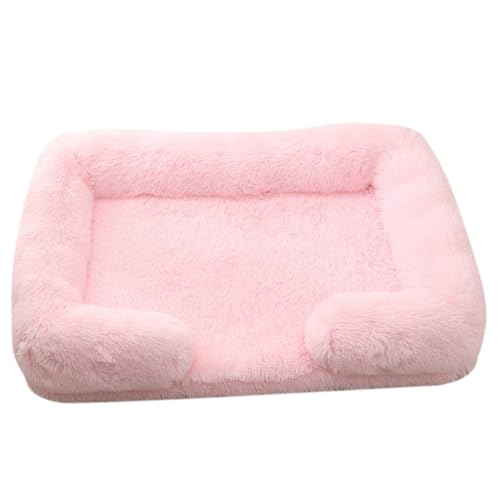 Mateju Hundebett Rechteckig Flauschig, Plüsch Haustierbett Katzenbett Abnehmbar Waschbar Flauschig Weiche Warme Hundekissen mit rutschfest Unterseite Katzenkissen (Rosa,S 40x35cm) von Mateju