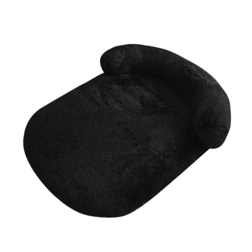 Mateju Hundebett Rechteckig Flauschig, Plüsch Haustierbett Katzenbett Abnehmbar Waschbar Flauschig Weiche Warme Hundekissen mit rutschfest Unterseite Katzenkissen (Schwarz,XS 55x40cm) von Mateju