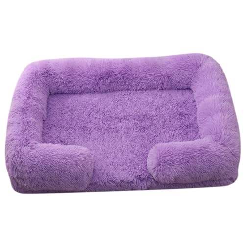 Mateju Hundebett Rechteckig Flauschig, Plüsch Haustierbett Katzenbett Flauschig Weiche Warme Hundekissen mit rutschfest Unterseite Katzenkissen, Abnehmbar Waschbar (Lila,L 80x53cm) von Mateju