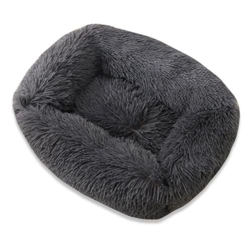 Mateju Hundebett Rechteckig Flauschig, Plüsch Haustierbett Katzenbett Flauschig Weiche Warme Hundekissen mit rutschfest Unterseite Katzenkissen Waschbar (Dunkelgrau A,M 65x55cm) von Mateju