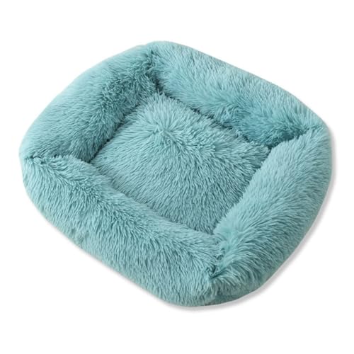 Mateju Hundebett Rechteckig Flauschig, Plüsch Haustierbett Katzenbett Flauschig Weiche Warme Hundekissen mit rutschfest Unterseite Katzenkissen Waschbar (Hellblau A,M 65x55cm) von Mateju