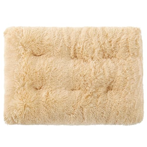 Mateju Hundebett Rechteckig Flauschig, Plüsch Haustierbett Katzenbett Flauschig Weiche Warme Hundekissen mit rutschfest Unterseite Katzenkissen für Mittelgroße Kleine (Khaki Farbe,S 55x40cm) von Mateju