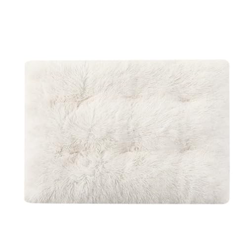 Mateju Hundebett Rechteckig Flauschig, Plüsch Haustierbett Katzenbett Flauschig Weiche Warme Hundekissen mit rutschfest Unterseite Katzenkissen für Mittelgroße Kleine (Weiß,M 65x50cm) von Mateju