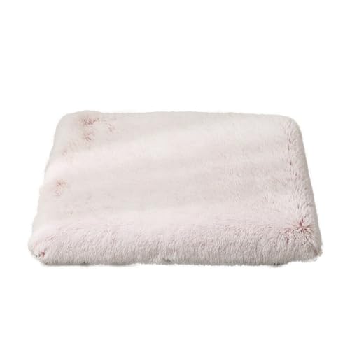 Mateju Hundebett Rechteckig Flauschig, Plüsch Haustierbett Katzenbett Flauschig Weiche Warme Hundekissen mit rutschfest Unterseite & Reißverschluss Katzenkissen, Abnehmbar (Weiß + Rosa,90x70cm) von Mateju