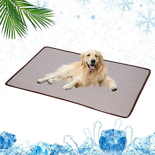Mateju Kühldecke Für Hunde Katzen Haustiere Selbst Kühlende Sommer Kühlende Hundematte Waschbar rutschfest Kühlkissen Heimtierbedarf für Zuhause Unterwegs oder im Auto (70x50cm,Braun) von Mateju